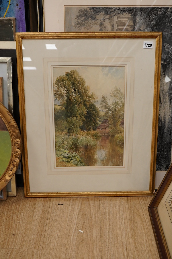 Harry Sutton Palmer (1854-1933), ‘An Old Mill near Stratford on Avon’, signed, inscribed label verso, watercolour, 35 x 24cm